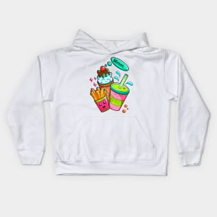 Cute kawaii doodle snack time Kids Hoodie